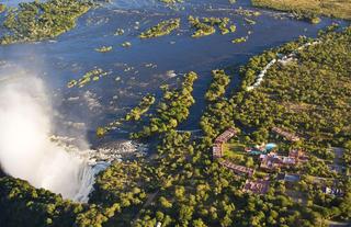 Aerial view of The Royal Livingstone Hotel by Anantara